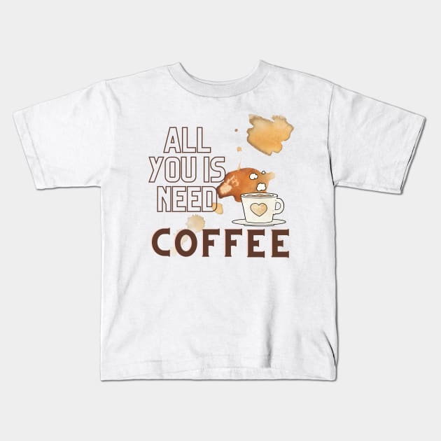 All You Is Need Coffee, 'coffee then cows' Kids T-Shirt by hasanclgn